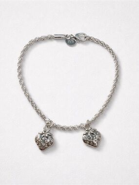 Sterling Silver Strawberry Charm Bracelet - 925